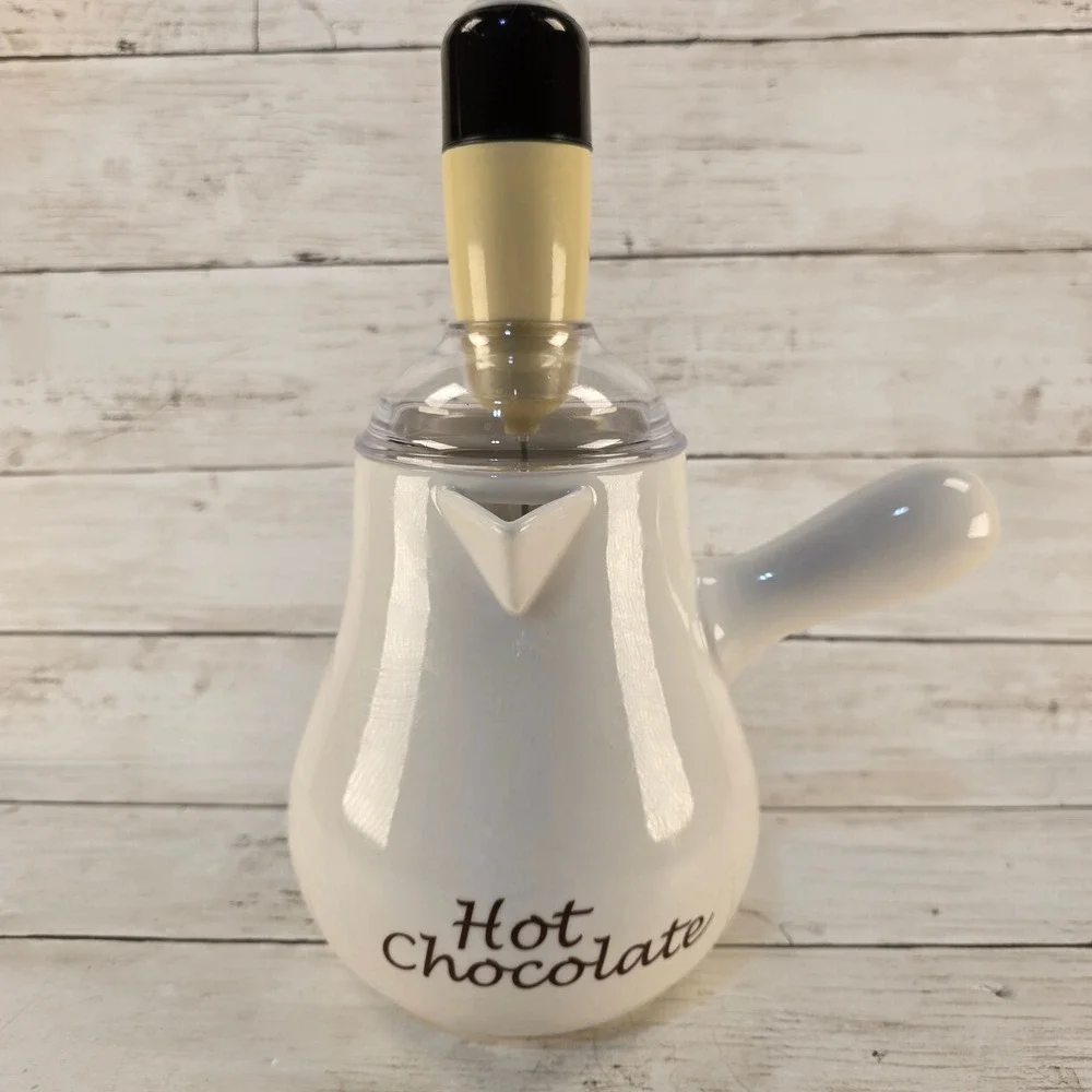 Williams-Sonoma Bonjour Hot Chocolate Ceramic Pitcher and Frother Set White